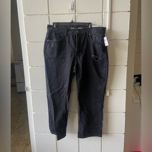 Brand New Black Old Navy High Rise Slouchy Straight Crop Jeans Size 12